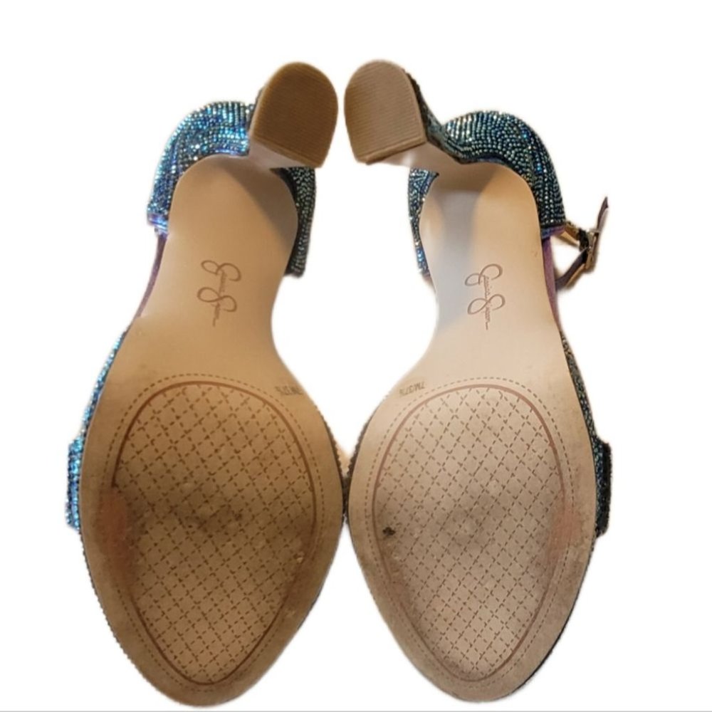 JESSICA SIMPSON Blue Rhinestone Plumpy Sandals Size 7 - Picture 4 of 7